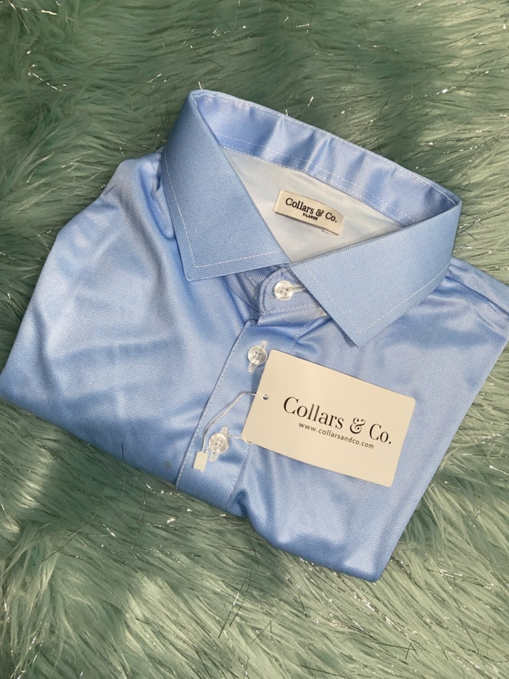 Collars & Co. Men’s Herringbone Polo Dress Shirt
